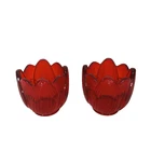 Vintage Set of 2 Ruby Red Signed Fenton Tulip Votive Candle Holders USA EUC