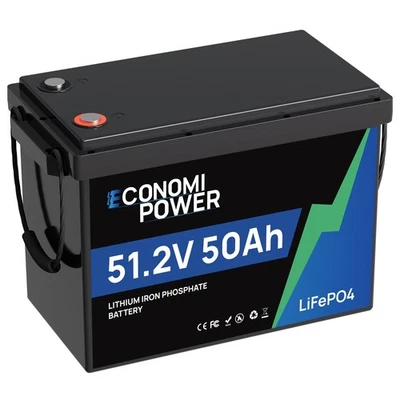 ECONOMIPOWER LiFePO4 48V 50Ah Lithium Batterie 50A BMS für Solarenergie Wohnmobile Off-Grid