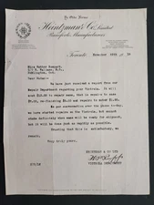 1919 antique HEINTZMAN & CO LIMITED toronto ont LETTERHEAD victrola repair
