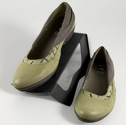 Scarpa da donna Merrell Caprice Emily Bamboo OrthoLite Mary Jane taglia 9 verde slip on