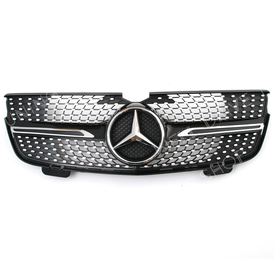 For Mercedes Benz GL-Class X164 07-12 GL320 GL350 GL450 Chrome Black Star Grille - Image 2 of 4