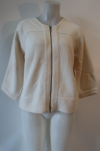 Women Akris Punto Cream (Item- 41) Pure Wool Zip Cardigan Sweater 12