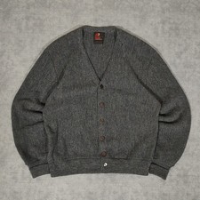 VTG 80s Arnold Palmer grey Virgin Wool knit casual button front cardigan mens M