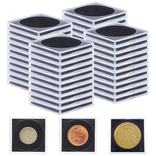 50Pack Acrylic Coin Storage Box Adjustable Silver Dollar Coin Holder with 5 S...
