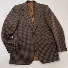 Magee Men’s Vintage Brown Houndstooth Tweed Blazer Pure Wool Sport Coat 40R