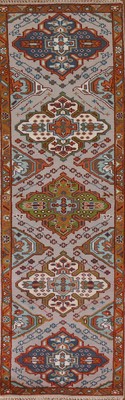Geometric Kazak Indian 10 ft Runner Rug Hand-knotted Wool 3x10 for Hallway