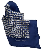 NWOT Tag Salvatore Ferragamo Silk Square Pocket Handmade In Italy 