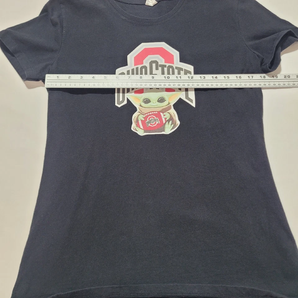 Camiseta para mujer Ohio State Buckeyes Star Wars Baby Yoda talla grande negra 100 % algodón Foto 4 de 4