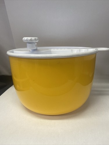 Vtg Copco Large Yellow Salad Spinner White Lid Sam Lebowitz Design #604 USA EUC - Picture 3 of 18