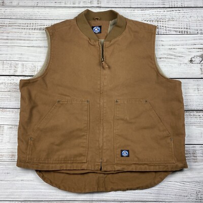 Polar King Key Canvas Sherpa Lined Trucker Work Farm Trucker Vest Mens XXL Reg