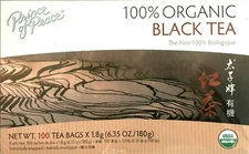 1 Box, Prince of Peace 100% Organic Black Tea, 6.35 Oz / 180g - 100 Tea Bags
