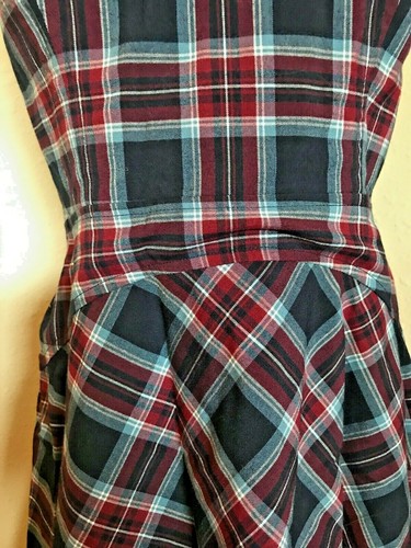 Donna Morgan marineblau rot kariert Fit Flare Kleid Gr. 6 Small S Nordstrom - Bild 2 von 6
