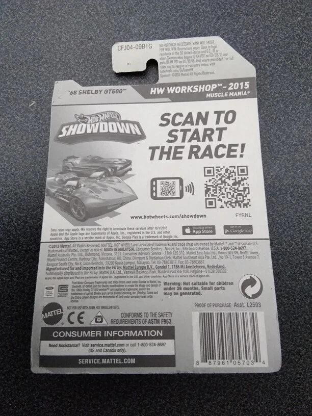 HOT WEELS 1:67 - HW WORKSHOP - '68 SHELBY GT500- 226/250 - MATTEL 2015  - Immagine 2 di 2