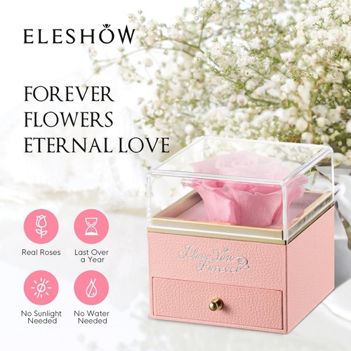 EleShow Preserved Flowers Real Pink Rose Gifts for Mom Grandma Wife Girlfrein... - Picture 4 of 9