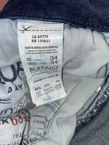 Buffalo By David Bitton Blue Jeans Denim Mens Size: 34 X 34 - Picture 12 of 12