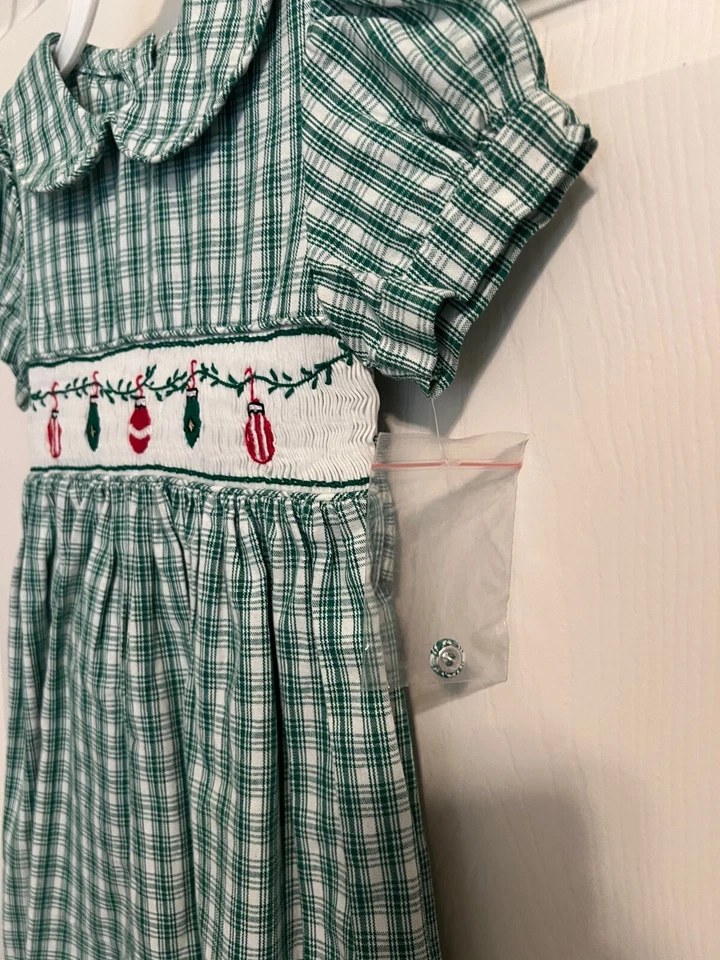 Nuevo con etiquetas Vestido ajustado a cuadros verde blanco STRASBURG para niñas 18M vacaciones de Navidad  Foto 2 de 4