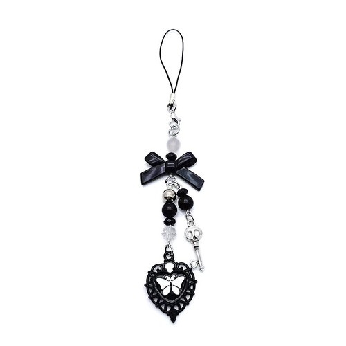 Fashion Hollow Phone Pendant Cool Sweet Chain Charms DIY Cute Black Pendants - Zdjęcie 5 z 5