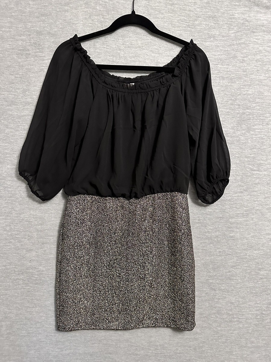 AUW Semi Formal Black Sparkle Mini Blouson Dress Size Large 3/4 Sleeves | eBay AUW Semi Formal Black Sparkle Mini Blouson Dress Size Large 3/4 Sleeves | eBay