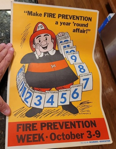 Vintage Fire Prevention Year 'Round Affair Poster by American Insurance Assn.