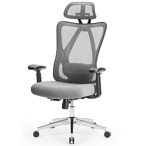 Ergonomic Office Desk Chair, High Back Comfy Swivel Home Dark Grey Modern