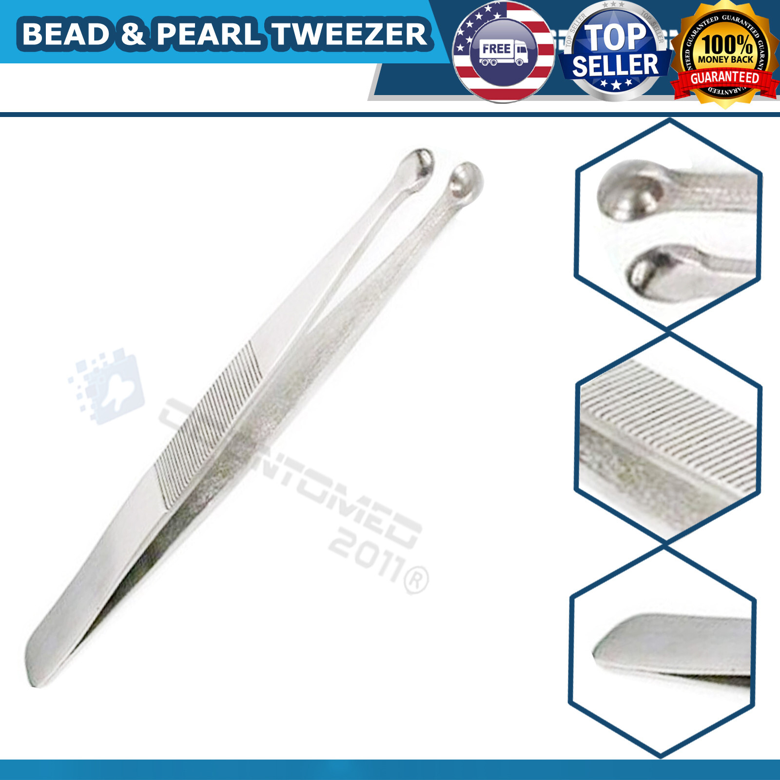 4 PROFESSIONAL JEWELRY BEAD AND PEARL HANDLING TWEEZER / CUP BEADING
