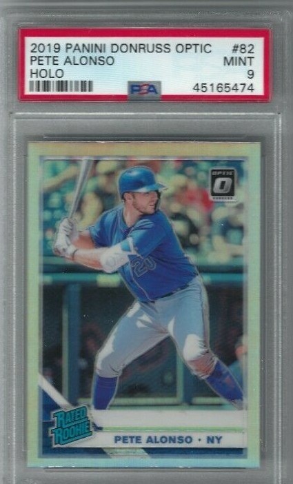 2019 PANINI DONRUSS OPTIC #82 PETE ALONSO PSA 9 MINT HOLO SILVER RC ROOKIE METS