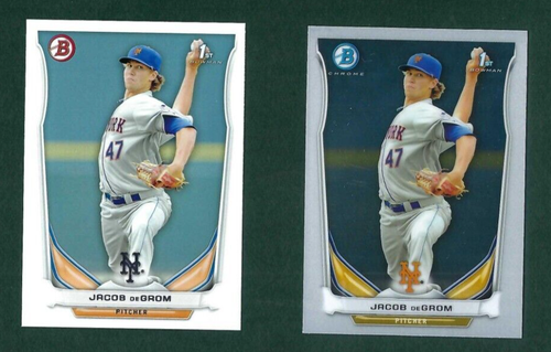 2014 Bowman 1. Bowman Basis & Chrom #BP73 & BPC73 Jacob DeGrom RC - 2 Karten Lot