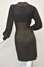  3390 NEW Chanel Knit WOOL Black Shimmer Gold Sweater Dress Knee Fitted CC 38