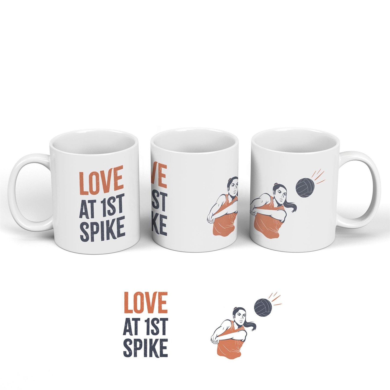 Volleyball Love At 1st Spike Humorous Hobby Typography Ceramic Classic Mug