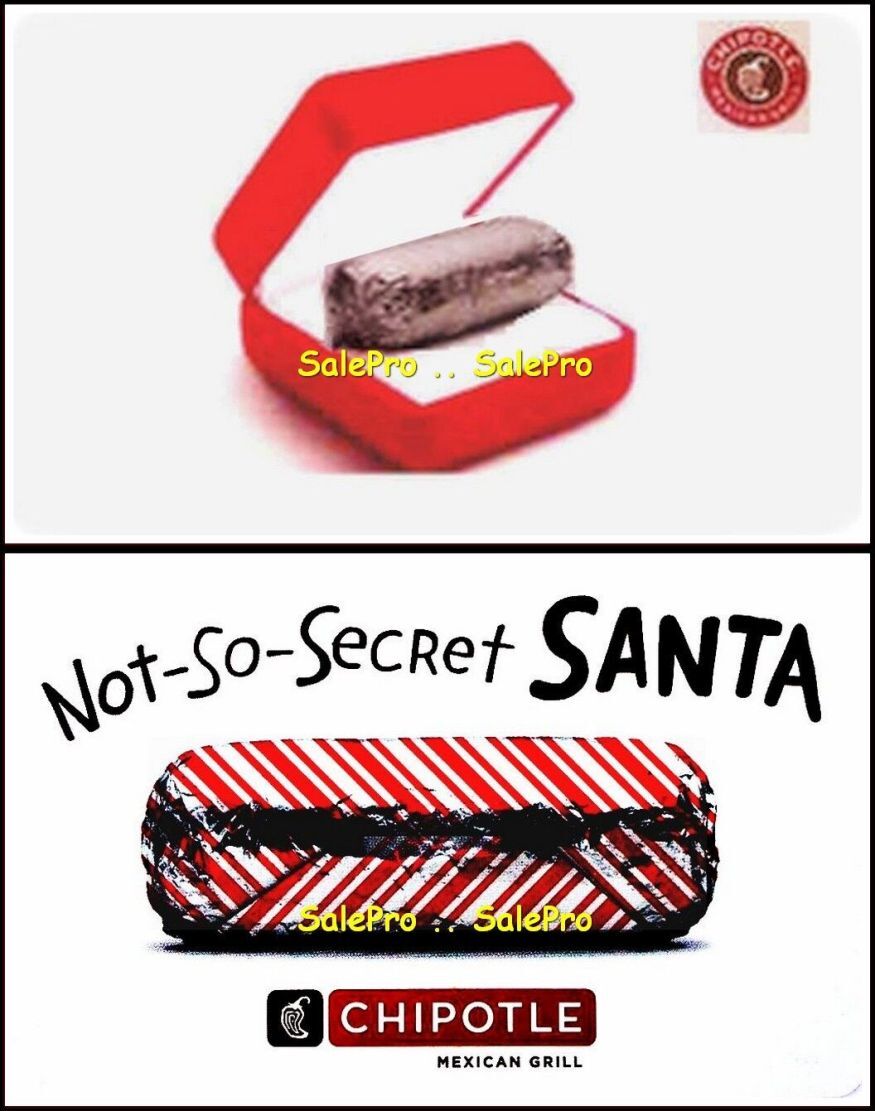 2x CHIPOTLE USA NOT SO SECRET SANTA BURRITO DIAMOND BOX COLECTIBLE