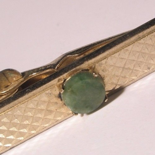 Boutons De Manchette Et Clip De Cravate Swank - Jade Vert Ovale - Occasion
