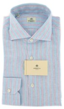 Luigi Borrelli Light Blue Striped Shirt - X Slim - EV122NANSTPT2