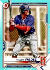 Freddy Valdez 2021 Bowman Draft Paper AQUA Parallel RC /199 Red Sox