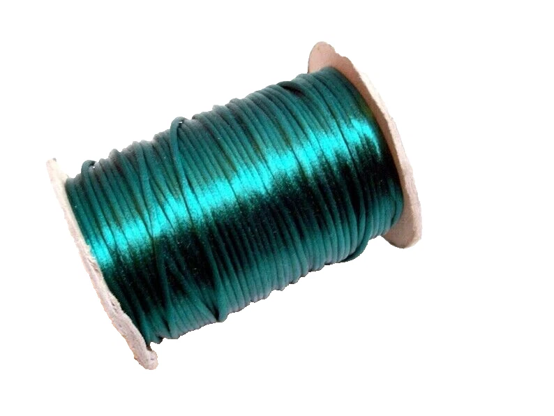 Cordón satinado cola de rata verde selva Schiff 1/8 pulgada de ancho x 20 yardas #2 cable B16 Foto 3 de 3