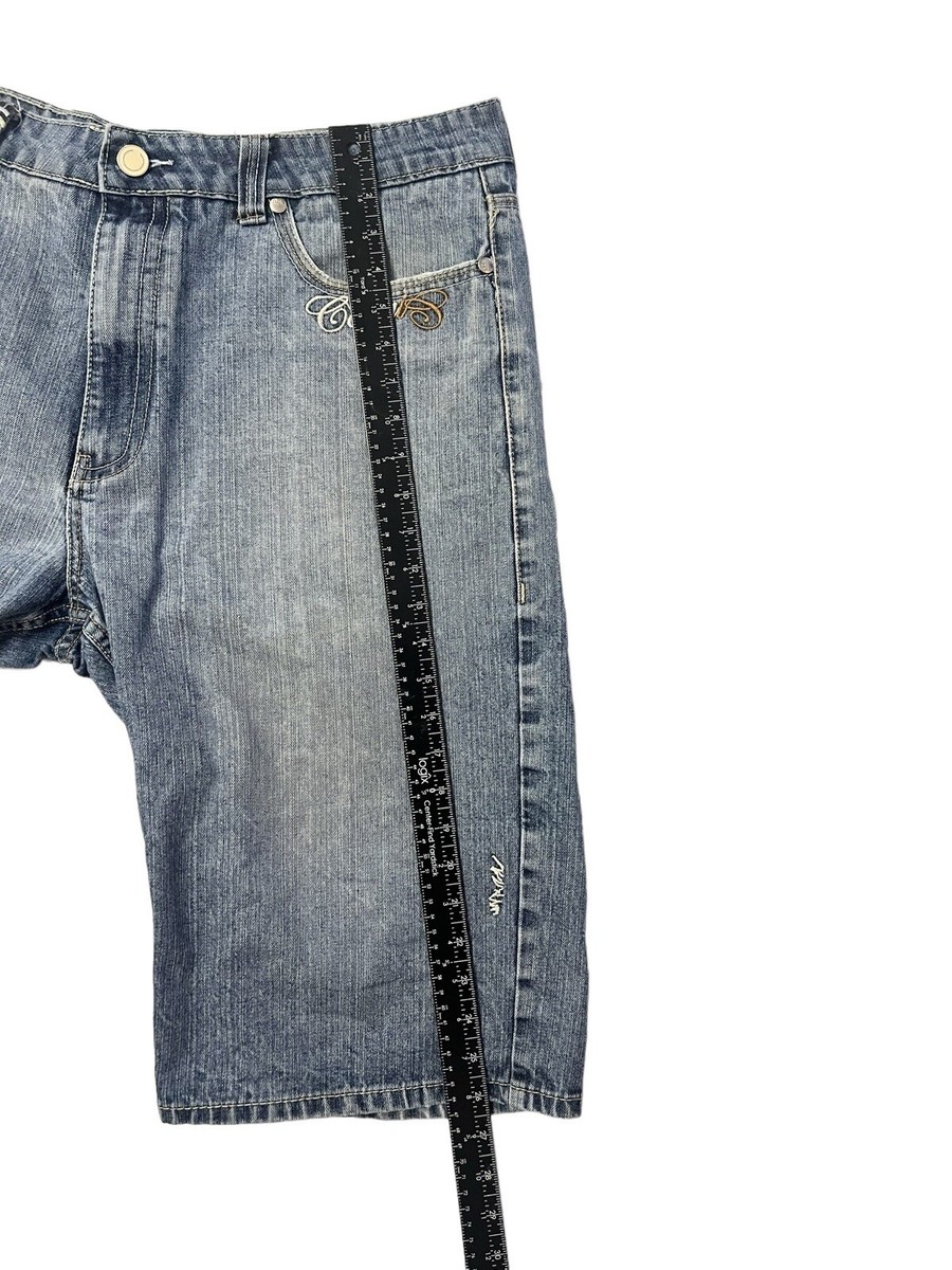 Coogi Shorts 40 Meas 38 Blue Denim Embroidered VTG Y2K Baggy Hip