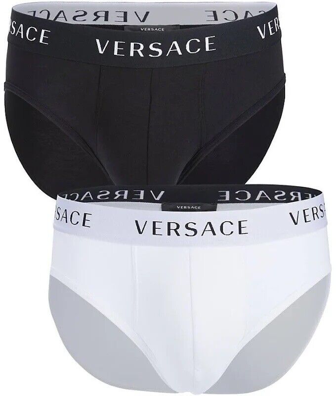 【関税込み】Versace Underwear スリープウェア VERSACE Men's 2 Pack Logo Low Rise Slip XL White/Black | eBay