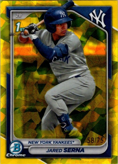 2024 Bowman 1st Sapphire Edition #BCP-68 Jared Serna /75 Yellow Refractor NY