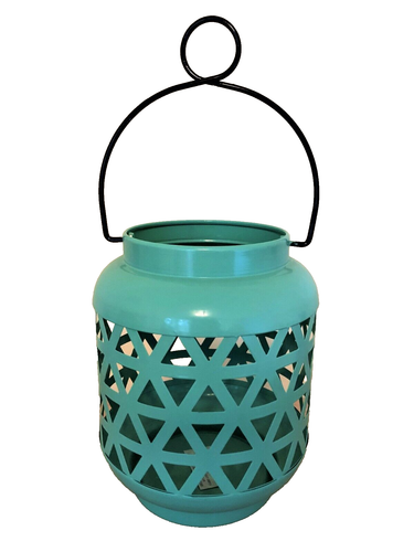 ~DECORATIVE~AQUA ~TIN LANTERN~Lovely & Functional~New!!