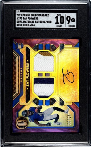 2023 Panini Gold Standard Zay Flowers Dual Material Auto Rose Gold /24 SGC 9/10 - Picture 1 of 2