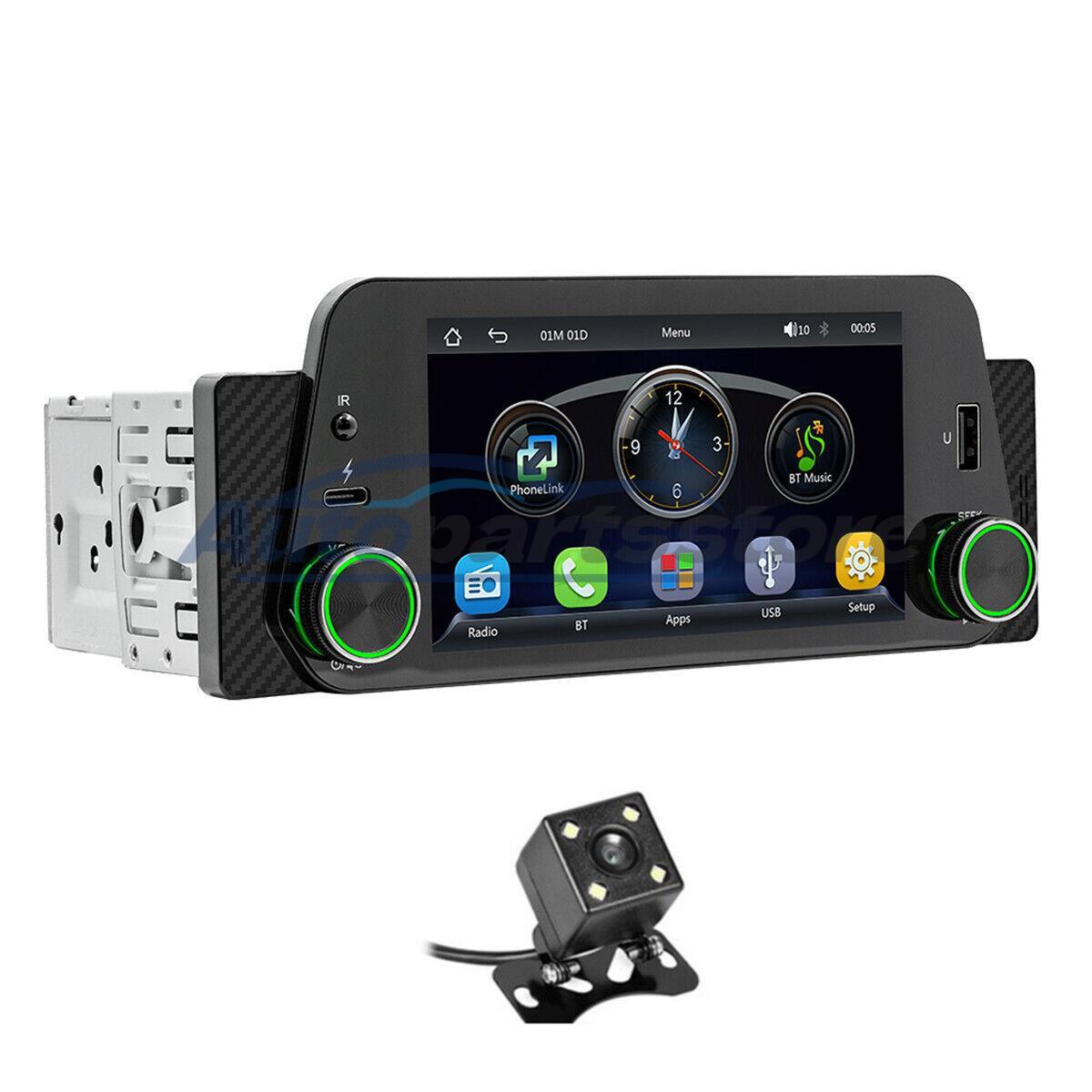 1 Din Apple CarPlay Stereo with 5in MP5 Player, BT, Mirror Link & Camera