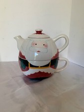 Hand-Painted Ceramic Santa Tea For One Set, Cardinal, Inc. 12oz Capacity