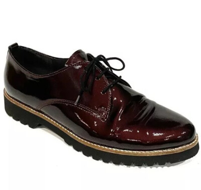 GARBOR Chunky Patent Leather Shoe Lace-Up Norma Chic Comfort Oxford  Size 8