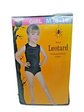 Girl's Leotard Black M 8-10 Body Suit Halloween Costume Dance Gymnastics New