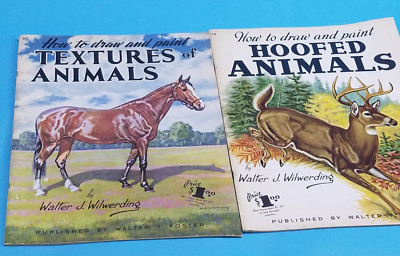 (2) Walter T. Foster How To Draw And Paint Textures Of Animals & Hoofed Animals