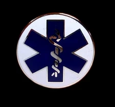 Blue Staff of Life EMT EMS 3/4" Lapel Pin Silver Plated 65S2 New Premier Emblem