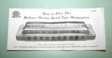 How to Play Hohner Marine Band Type Harmonica Instruction Booklet David Harp