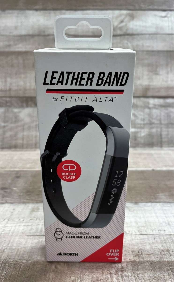 FitBit Alta Leather Adjustable Band with Buckle Clasp Replacement Black  New