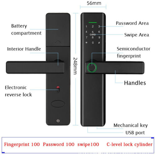 Elektronisches Fingerabdruck Türschloss APP WLAN Fingerprint Türöffner Schloss - Bild 5 von 18