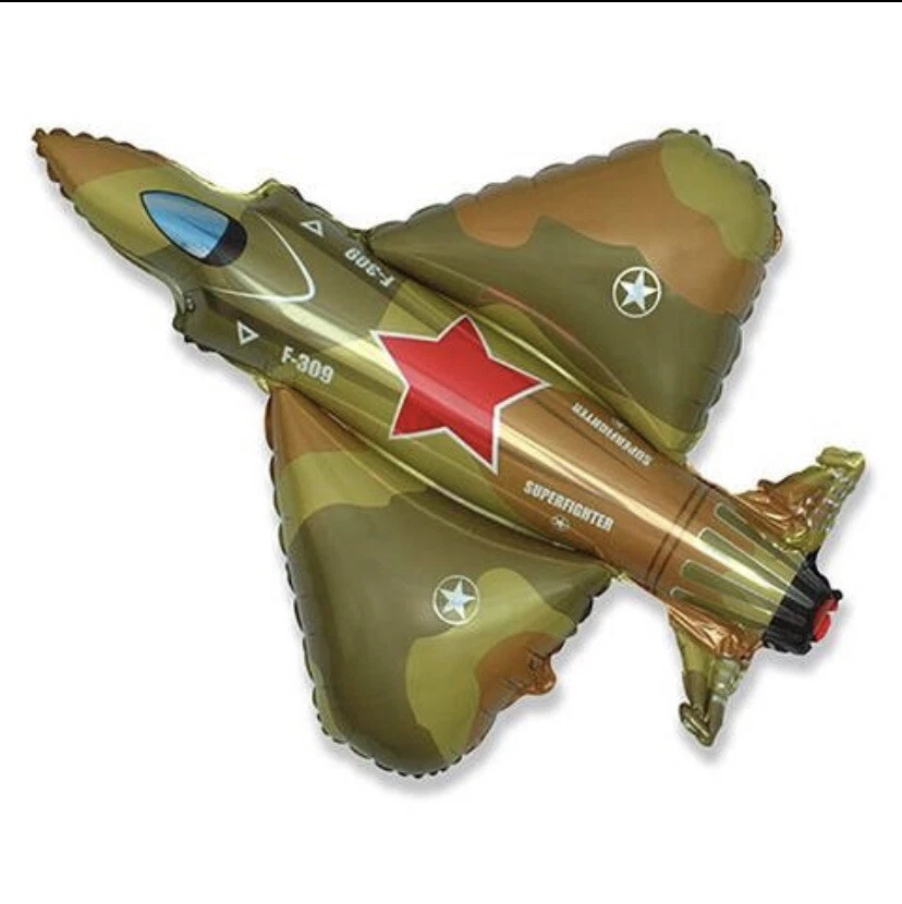 2 Pcs balloons new camo military fighter jet plane army air force 1st Birthday - Image 2 of 3