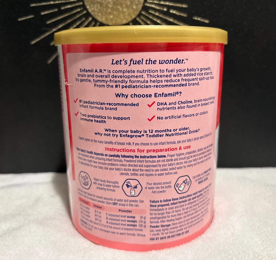 Fórmula para bebés en polvo Enfamil A.R., Reduce la regurgitación frecuente, lata de 12.9 oz Foto 3 de 3